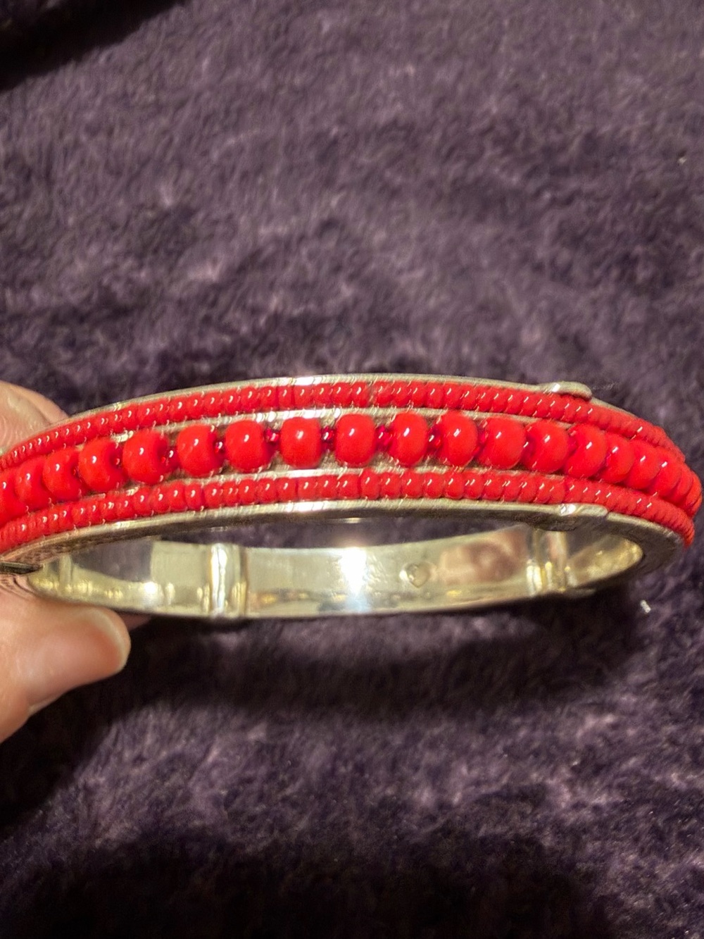 Brighton Red Beaded Bracelet with Silver Trim - Picture 4 of 5